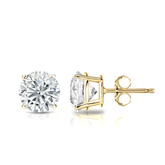 9K Gold Cubic Zirconia Stud Earrings - Picture 3 of 6